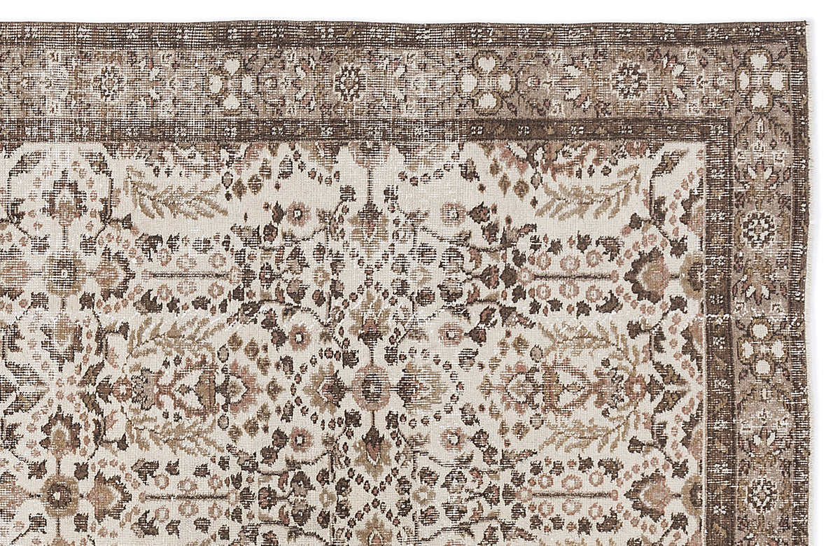Beige Over Dyed Vintage Rug 5&#39;5&#39;&#39; x 8&#39;11&#39;&#39; ft 164 x 273 cm