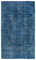 Turquoise  Over Dyed Vintage Rug 5'3'' x 9'0'' ft 161 x 275 cm