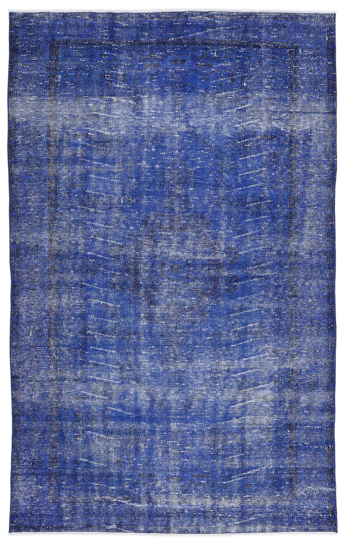 Blue Over Dyed Vintage Rug 5&#39;3&#39;&#39; x 8&#39;6&#39;&#39; ft 159 x 258 cm