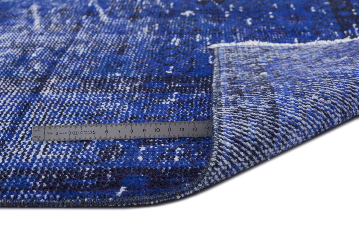 Blue Over Dyed Vintage Rug 5&#39;3&#39;&#39; x 8&#39;6&#39;&#39; ft 159 x 258 cm