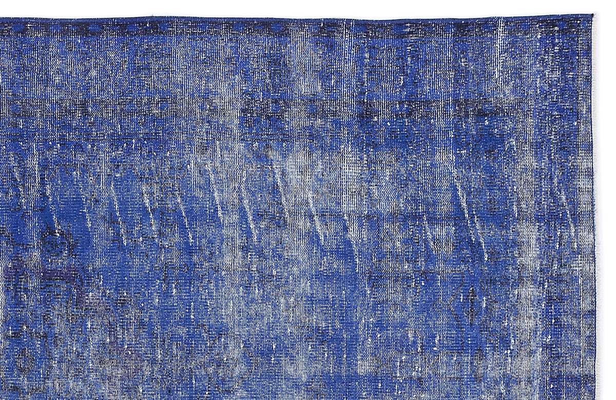 Blue Over Dyed Vintage Rug 5&#39;3&#39;&#39; x 8&#39;6&#39;&#39; ft 159 x 258 cm