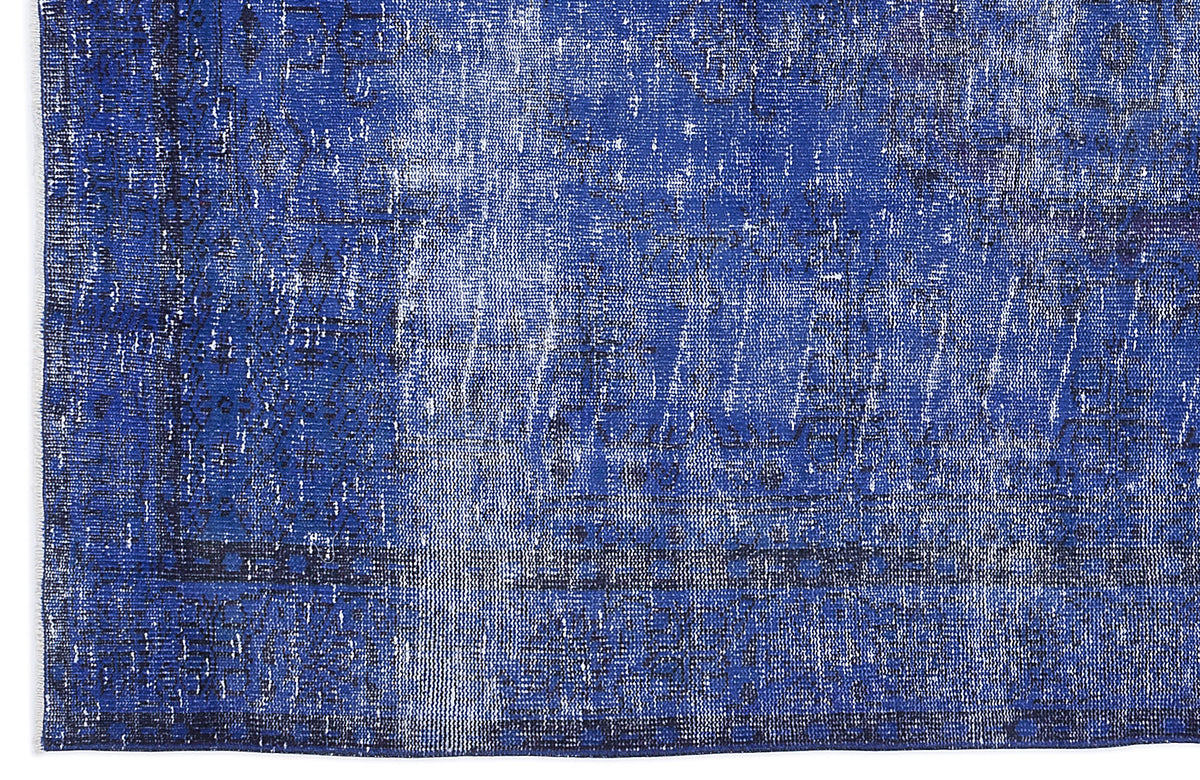 Blue Over Dyed Vintage Rug 5&#39;3&#39;&#39; x 8&#39;6&#39;&#39; ft 159 x 258 cm