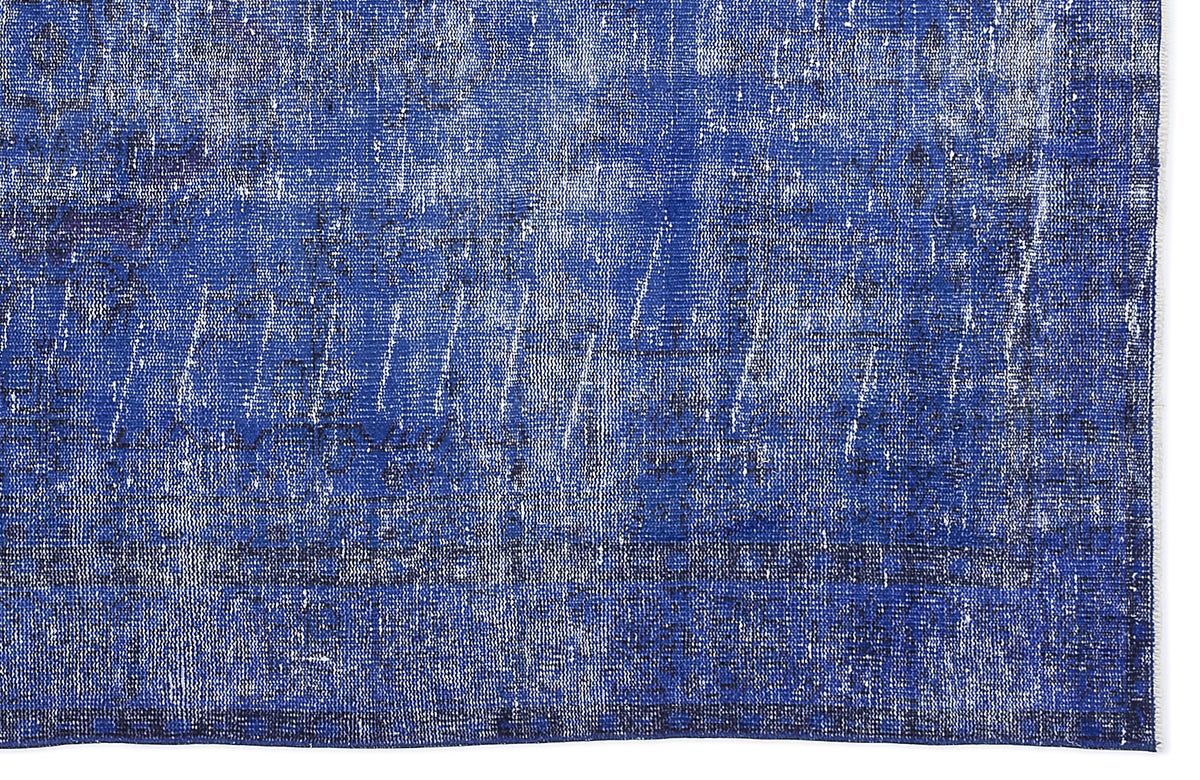 Blue Over Dyed Vintage Rug 5&#39;3&#39;&#39; x 8&#39;6&#39;&#39; ft 159 x 258 cm