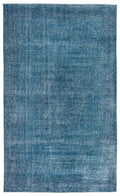 Turquoise  Over Dyed Vintage Rug 5'9'' x 9'9'' ft 175 x 297 cm