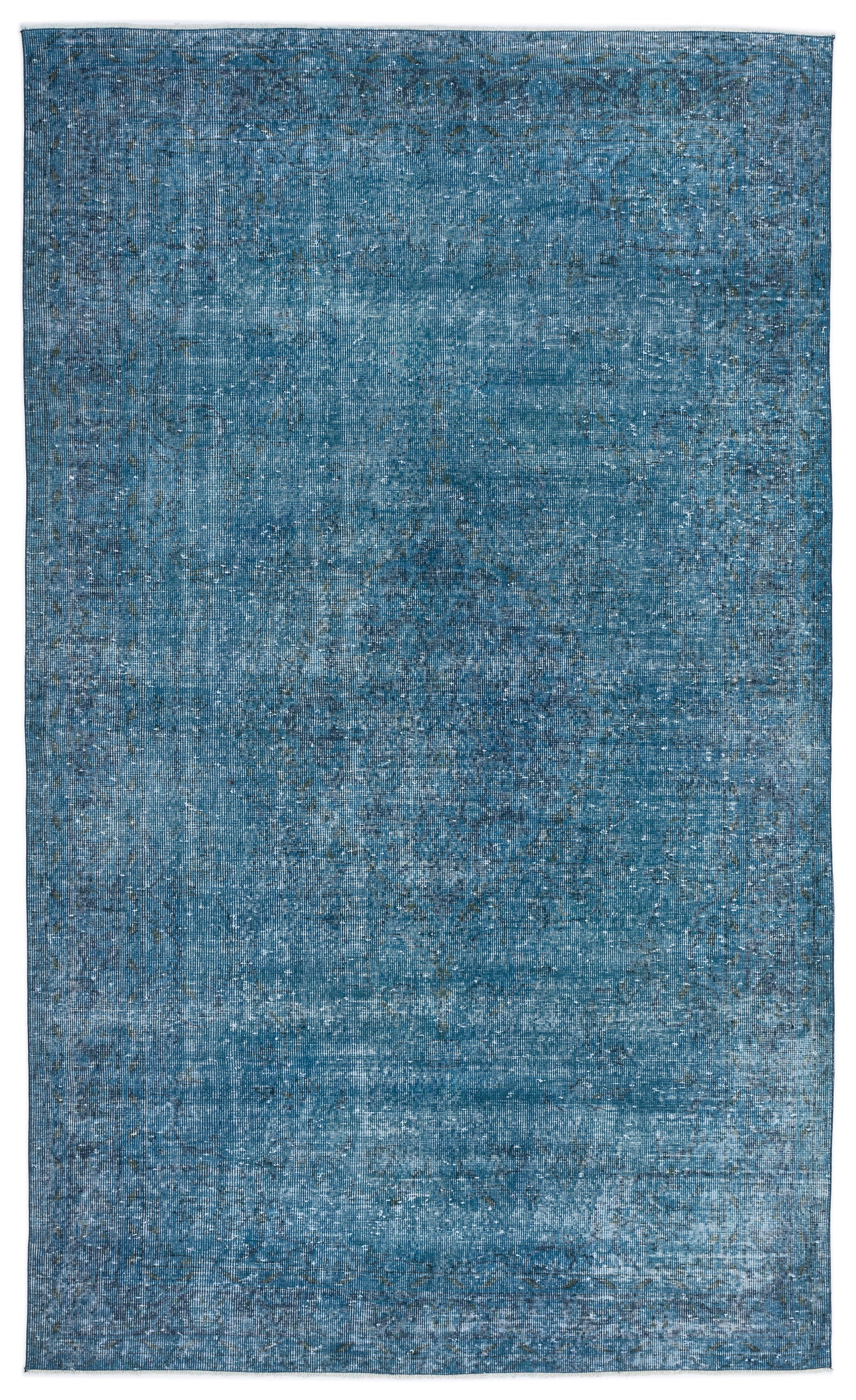 Turquoise  Over Dyed Vintage Rug 5'9'' x 9'9'' ft 175 x 297 cm