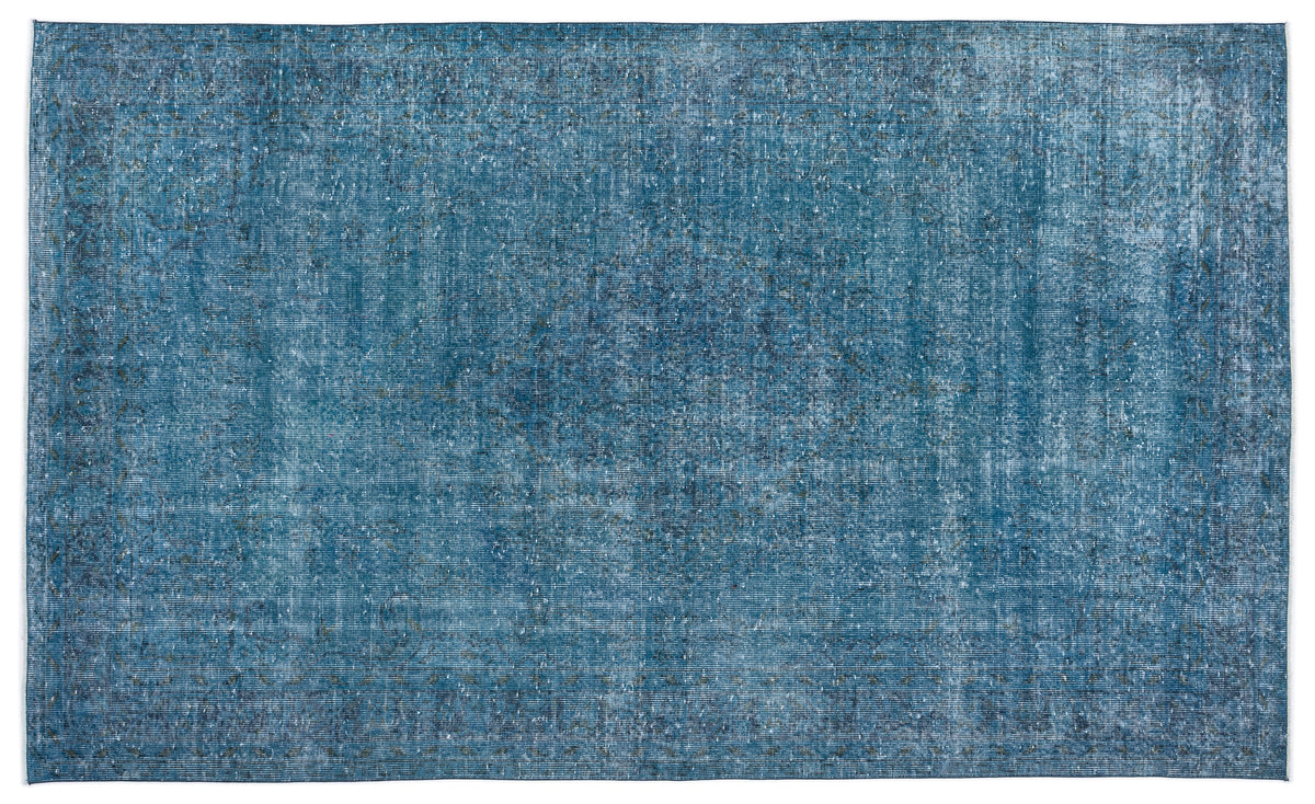 Turquoise  Over Dyed Vintage Rug 5&#39;9&#39;&#39; x 9&#39;9&#39;&#39; ft 175 x 297 cm