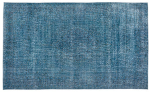Turquoise  Over Dyed Vintage Rug 5'9'' x 9'9'' ft 175 x 297 cm