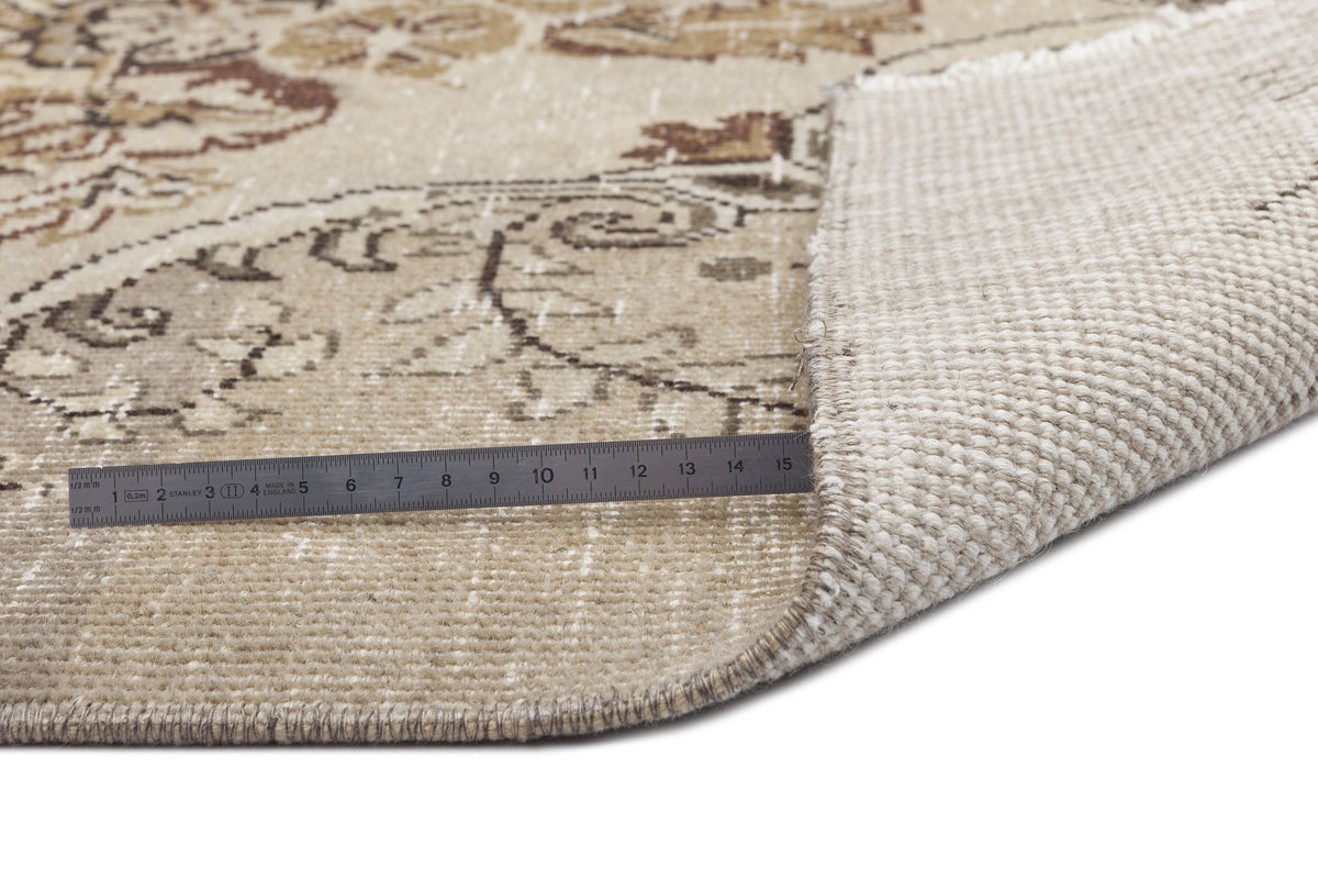 Beige Over Dyed Vintage Rug 6&#39;4&#39;&#39; x 9&#39;6&#39;&#39; ft 192 x 290 cm