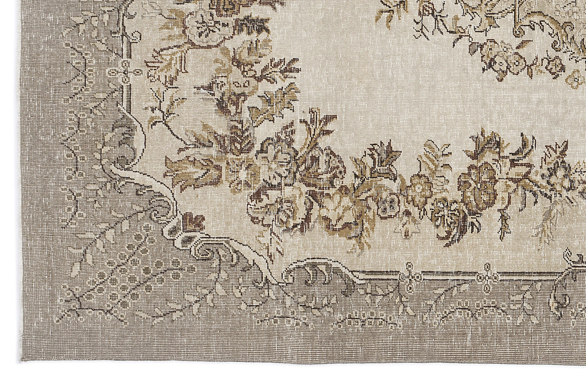 Beige Over Dyed Vintage Rug 6&#39;4&#39;&#39; x 9&#39;6&#39;&#39; ft 192 x 290 cm