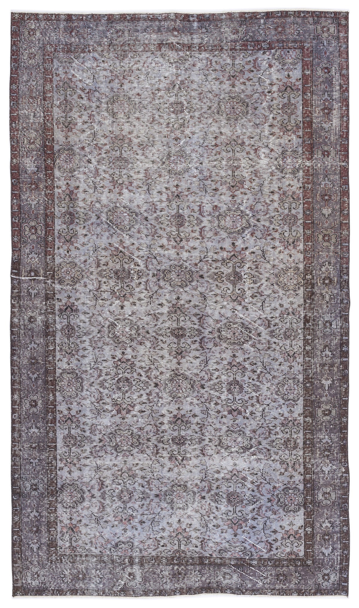 Blue Over Dyed Vintage Rug 5&#39;8&#39;&#39; x 9&#39;12&#39;&#39; ft 173 x 304 cm