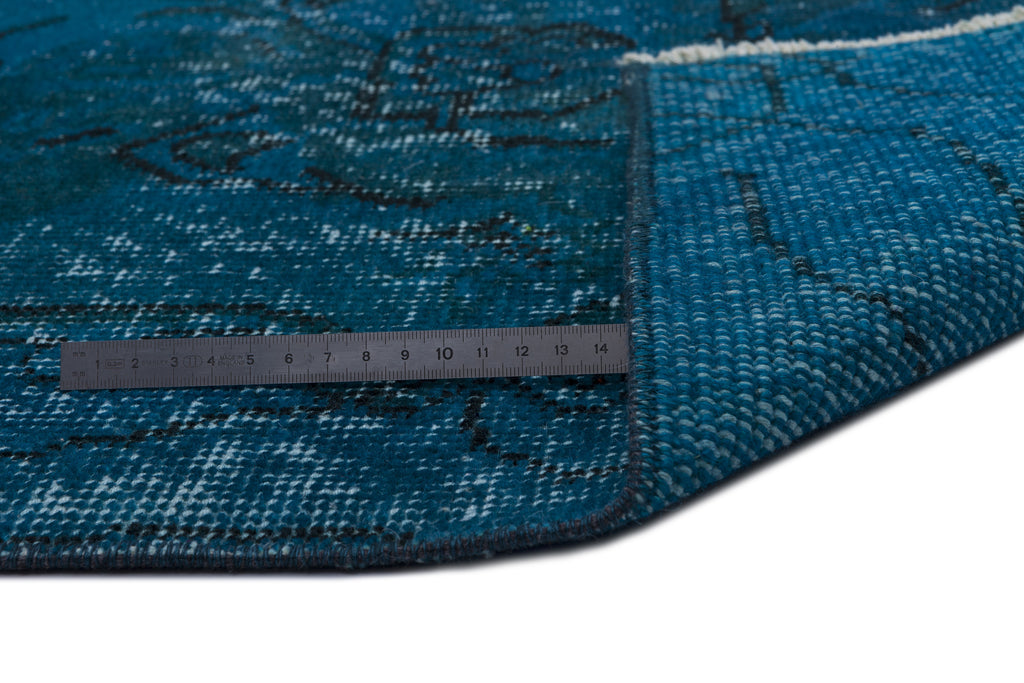Turquoise  Over Dyed Vintage Rug 5'7'' x 9'1'' ft 169 x 276 cm