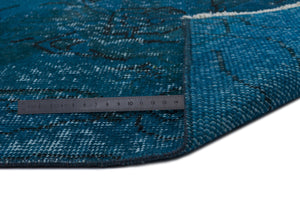 Turquoise  Over Dyed Vintage Rug 5'7'' x 9'1'' ft 169 x 276 cm