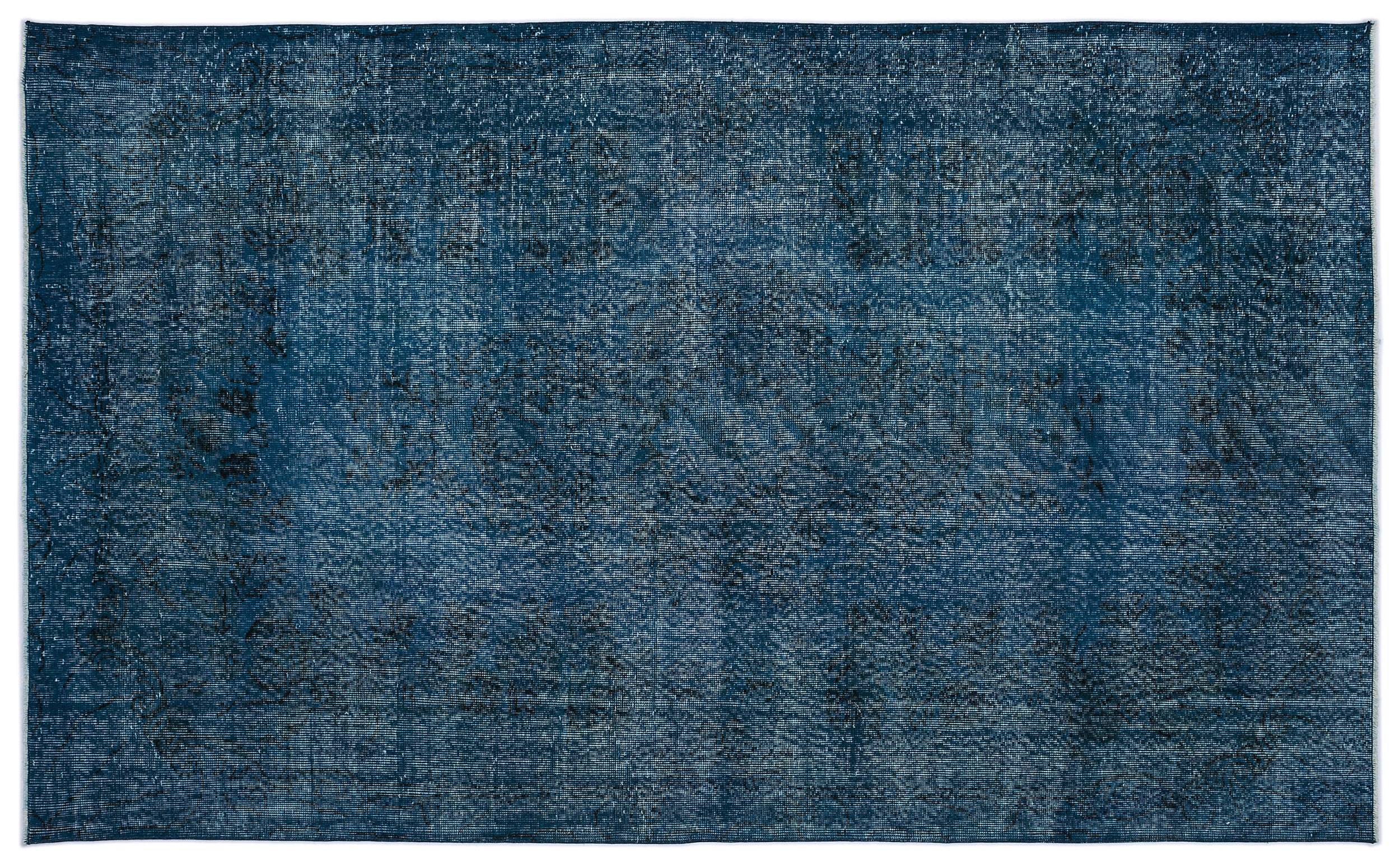 Turquoise  Over Dyed Vintage Rug 5'7'' x 9'1'' ft 169 x 276 cm