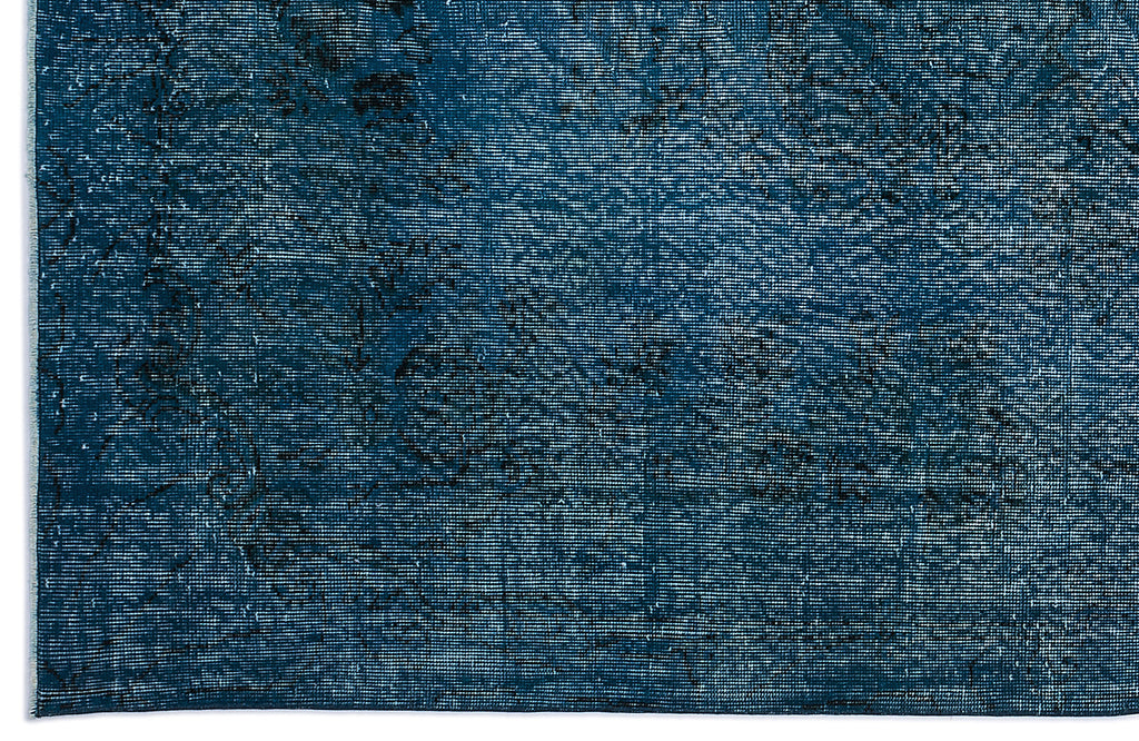 Turquoise  Over Dyed Vintage Rug 5'7'' x 9'1'' ft 169 x 276 cm
