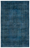 Turquoise  Over Dyed Vintage Rug 5'7'' x 9'1'' ft 169 x 276 cm
