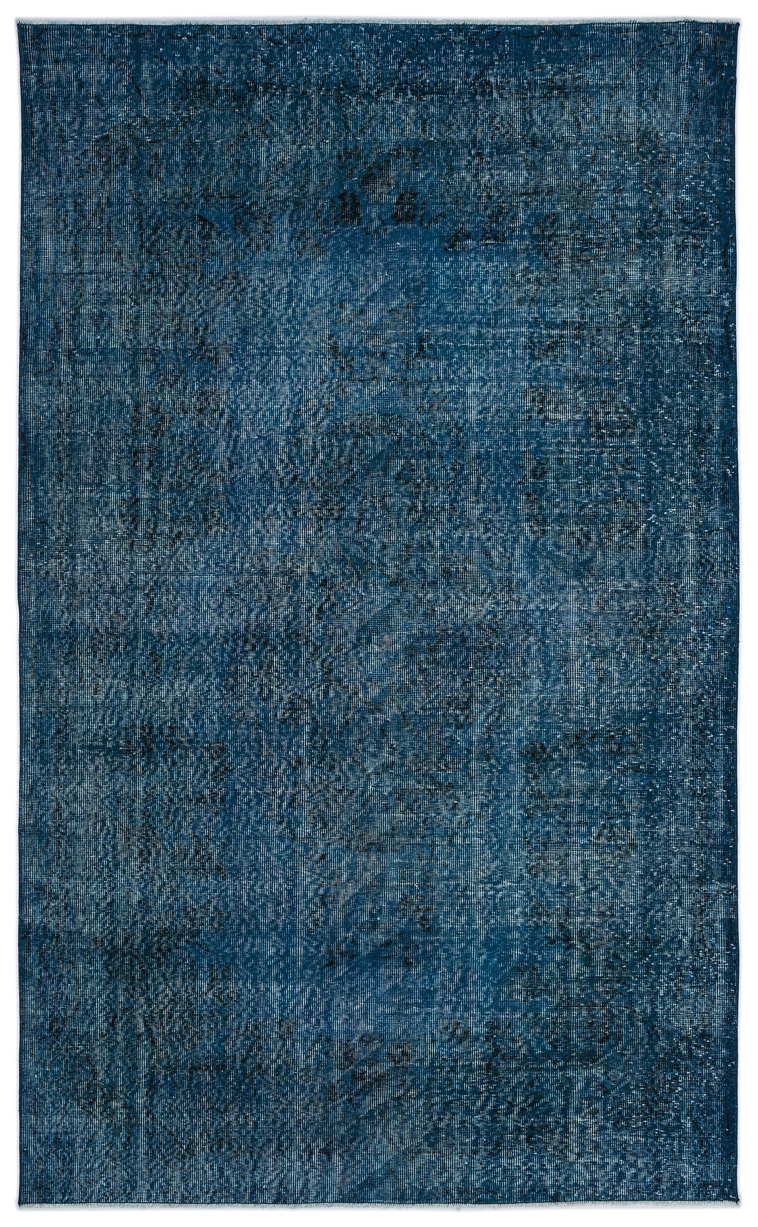 Turquoise  Over Dyed Vintage Rug 5'7'' x 9'1'' ft 169 x 276 cm