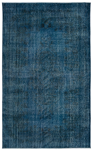 Turquoise  Over Dyed Vintage Rug 5'7'' x 9'1'' ft 169 x 276 cm