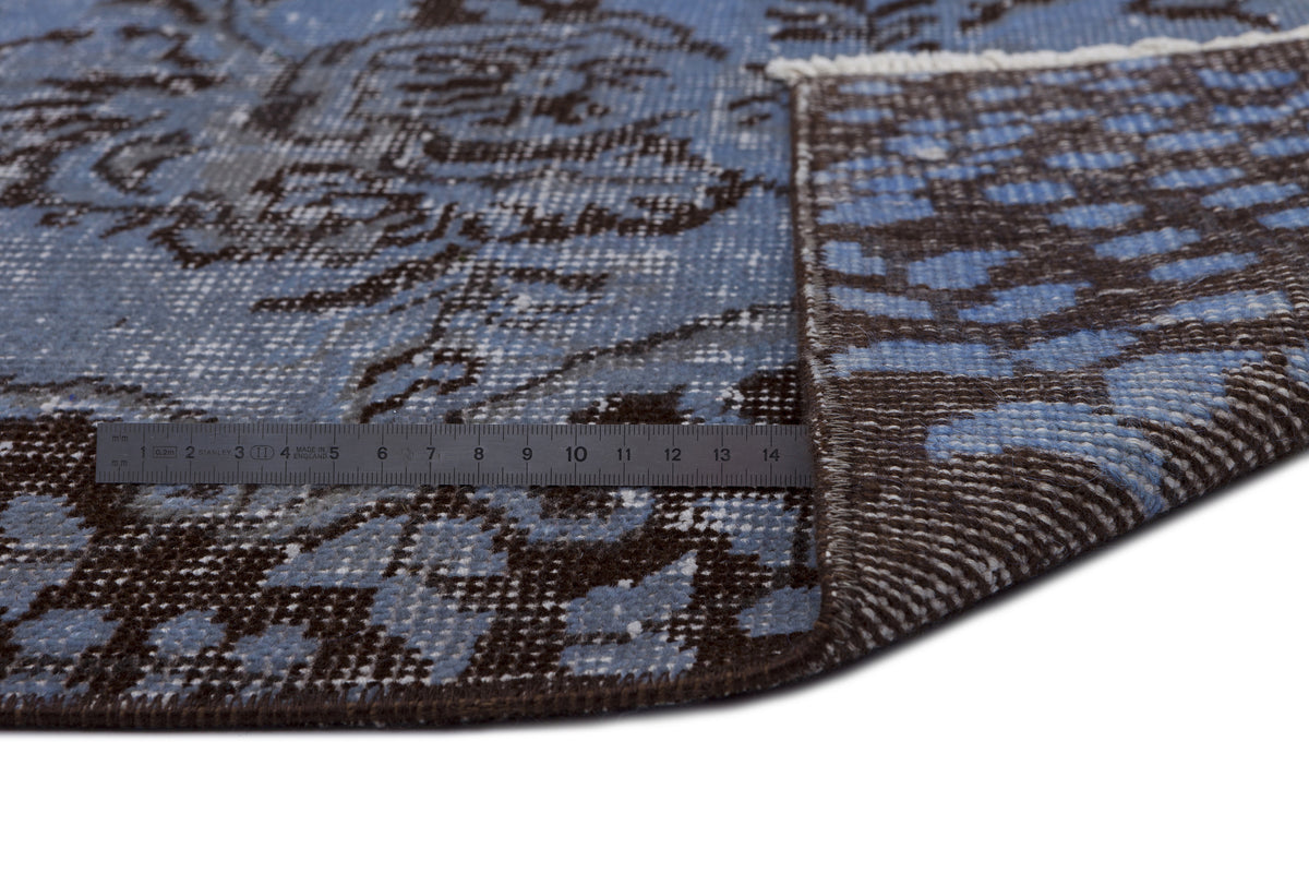 Blue Over Dyed Vintage Rug 5&#39;8&#39;&#39; x 9&#39;4&#39;&#39; ft 173 x 285 cm
