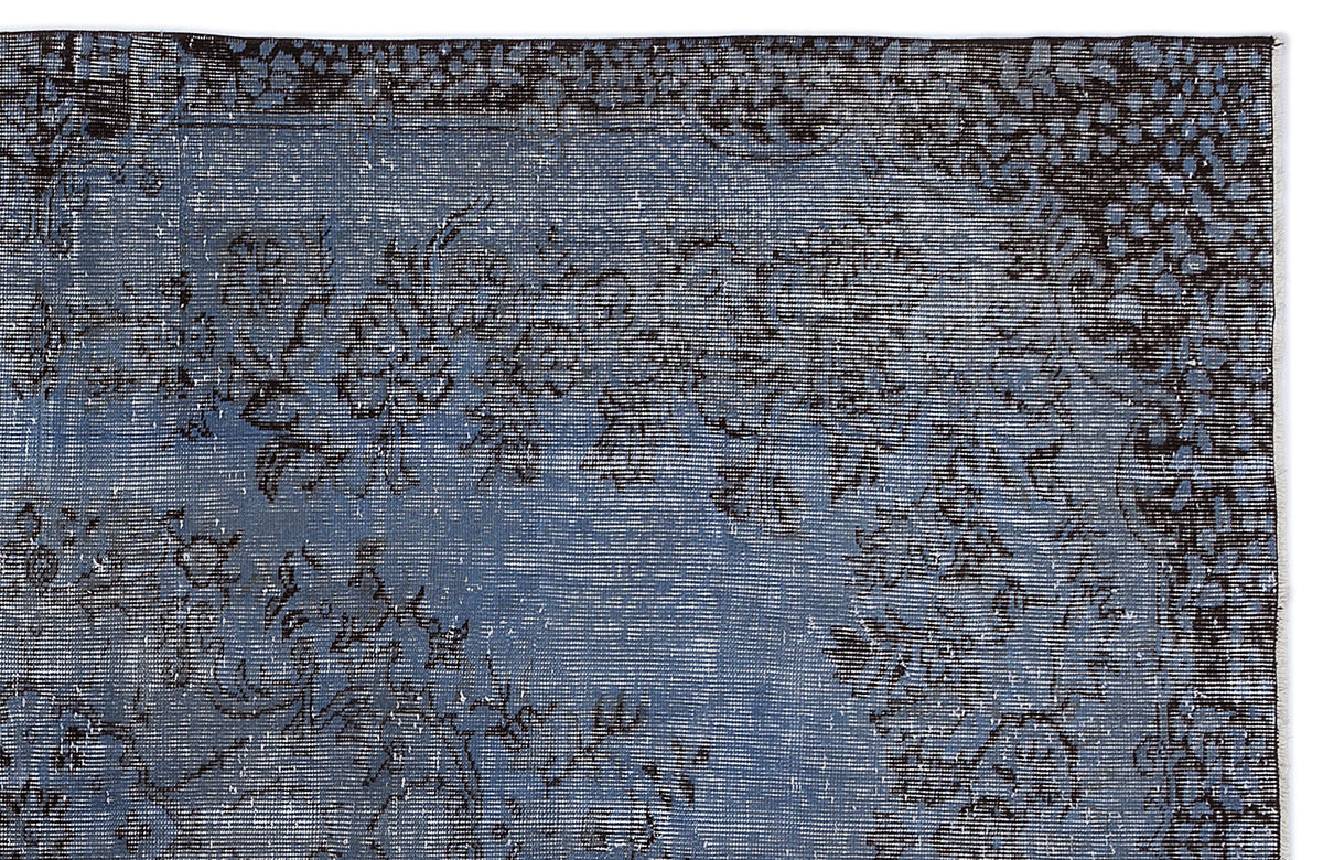 Blue Over Dyed Vintage Rug 5&#39;8&#39;&#39; x 9&#39;4&#39;&#39; ft 173 x 285 cm
