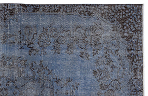 Blue Over Dyed Vintage Rug 5'8'' x 9'4'' ft 173 x 285 cm