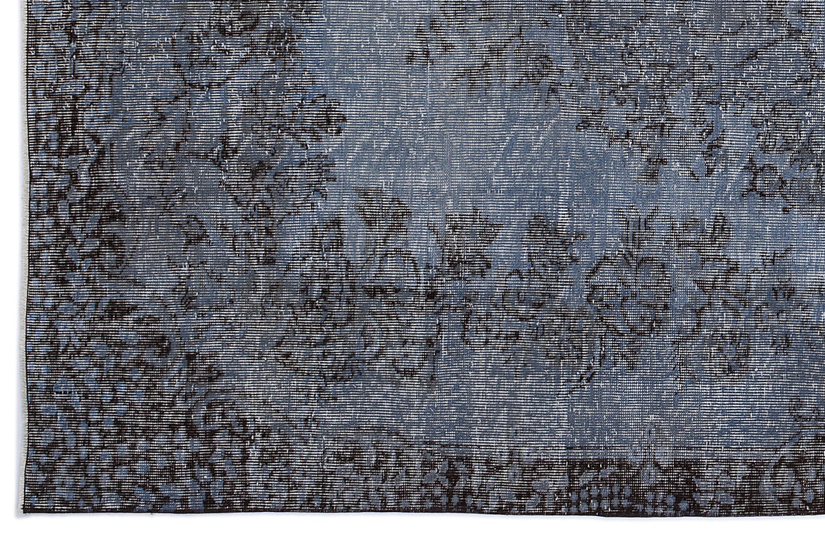 Blue Over Dyed Vintage Rug 5&#39;8&#39;&#39; x 9&#39;4&#39;&#39; ft 173 x 285 cm