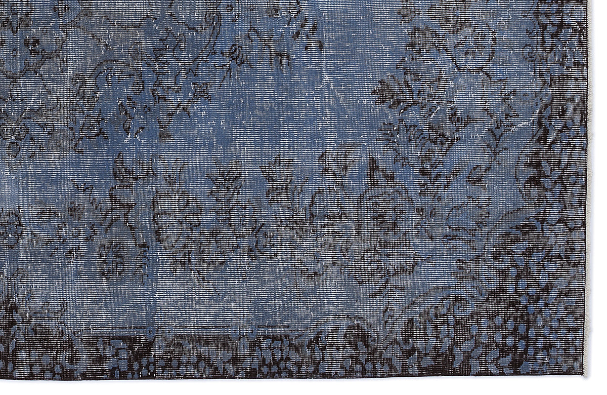 Blue Over Dyed Vintage Rug 5&#39;8&#39;&#39; x 9&#39;4&#39;&#39; ft 173 x 285 cm