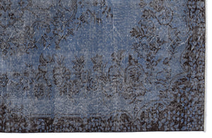 Blue Over Dyed Vintage Rug 5'8'' x 9'4'' ft 173 x 285 cm
