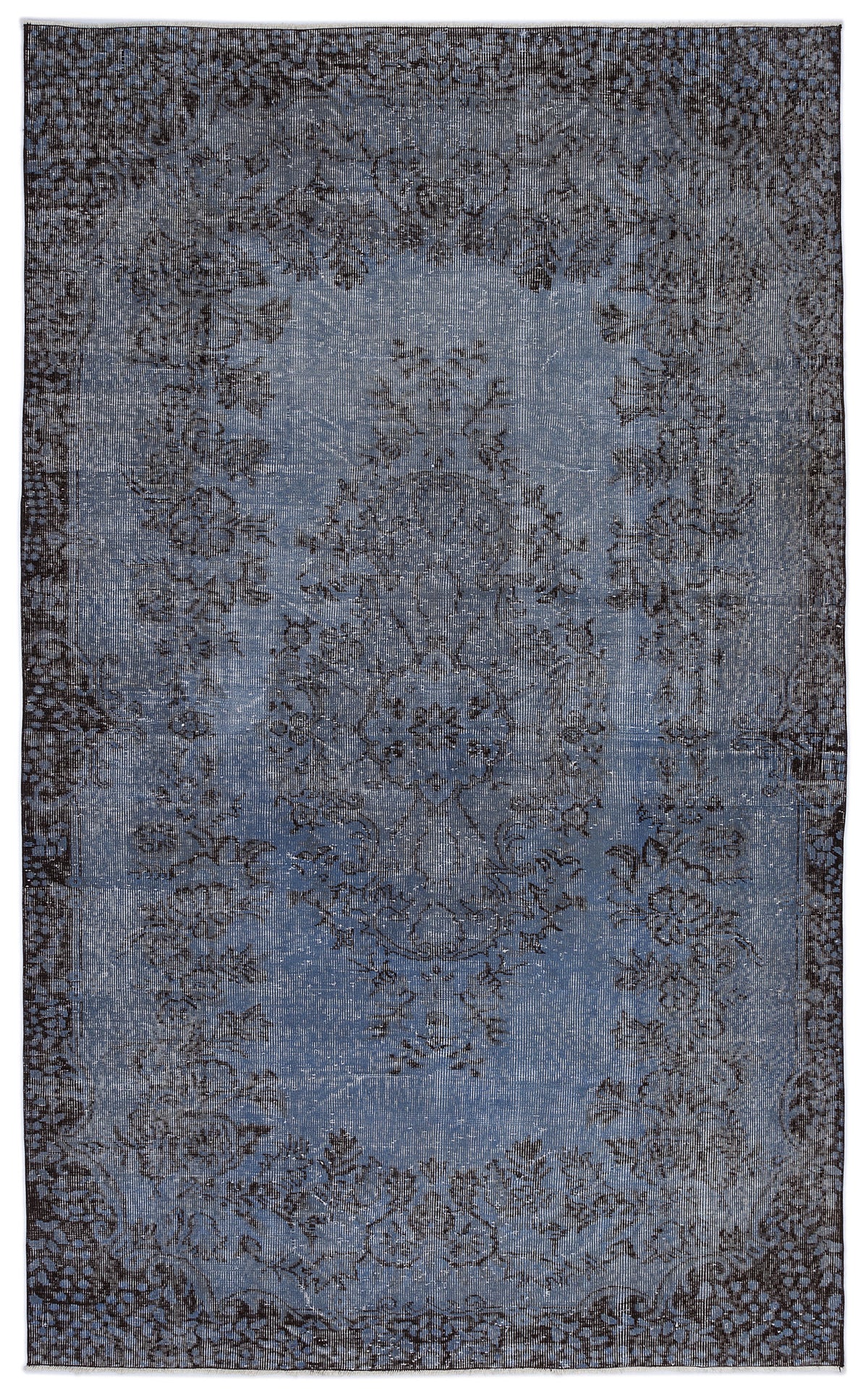 Blue Over Dyed Vintage Rug 5&#39;8&#39;&#39; x 9&#39;4&#39;&#39; ft 173 x 285 cm