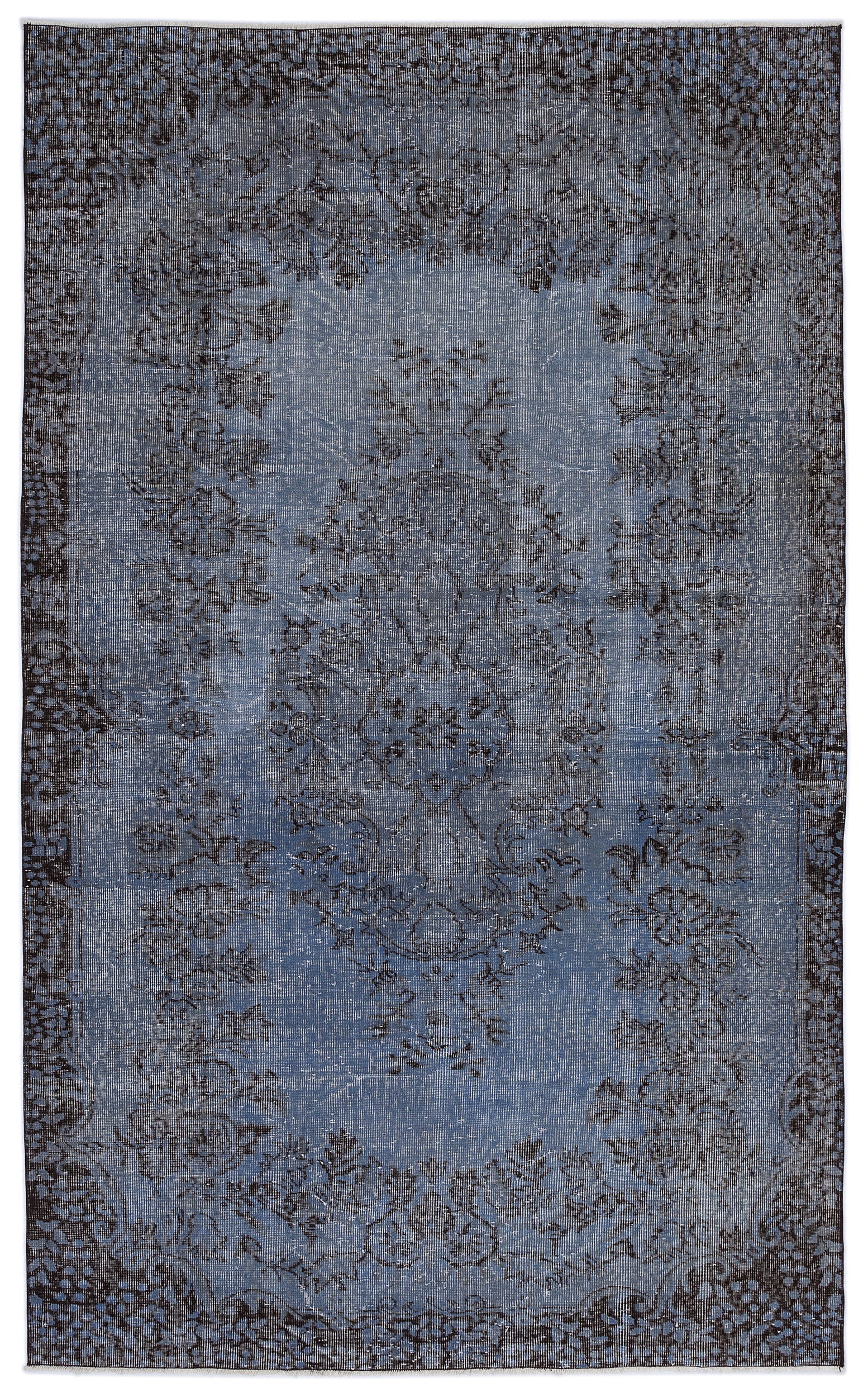 Blue Over Dyed Vintage Rug 5'8'' x 9'4'' ft 173 x 285 cm