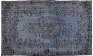 Traditional Design Stone Blue Over Dyed Vintage Rug 5'8'' x 9'4'' ft 173 x 285 cm