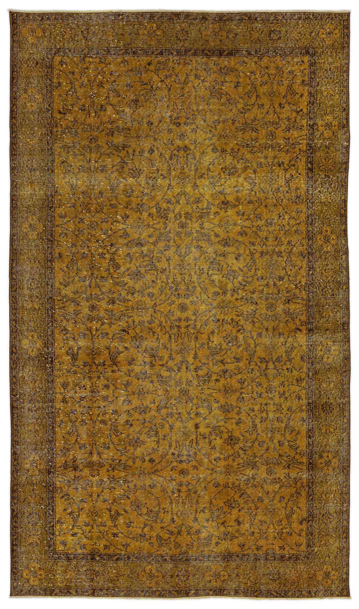 Yellow Over Dyed Vintage Rug 5&#39;6&#39;&#39; x 9&#39;6&#39;&#39; ft 167 x 290 cm
