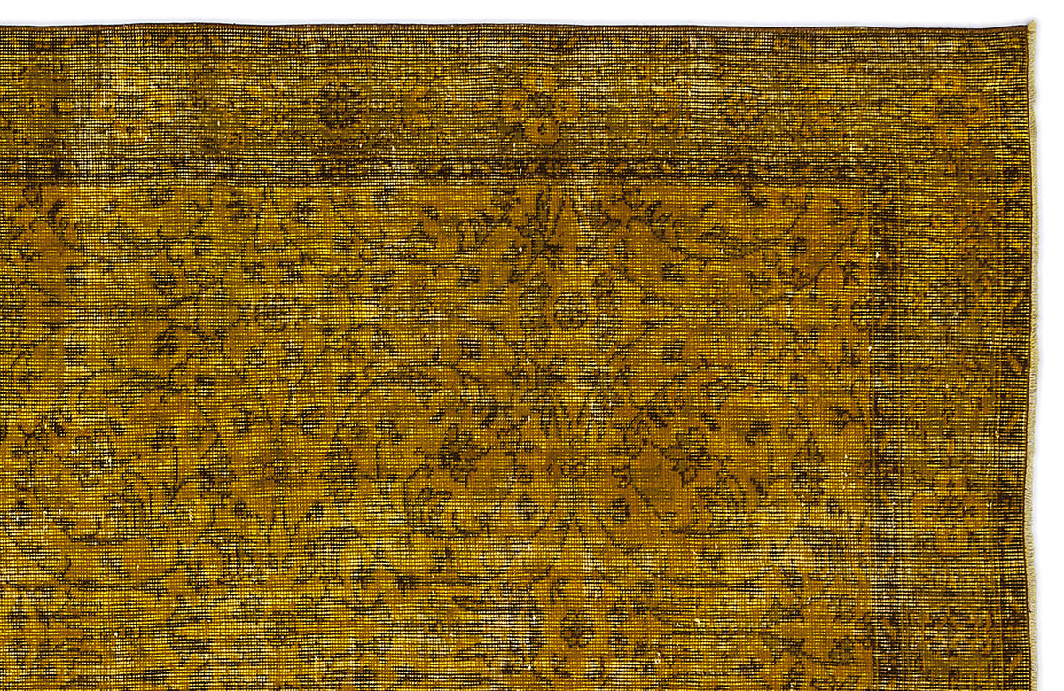Yellow Over Dyed Vintage Rug 5&#39;6&#39;&#39; x 9&#39;6&#39;&#39; ft 167 x 290 cm