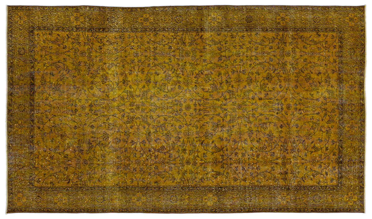 Yellow Over Dyed Vintage Rug 5&#39;6&#39;&#39; x 9&#39;6&#39;&#39; ft 167 x 290 cm