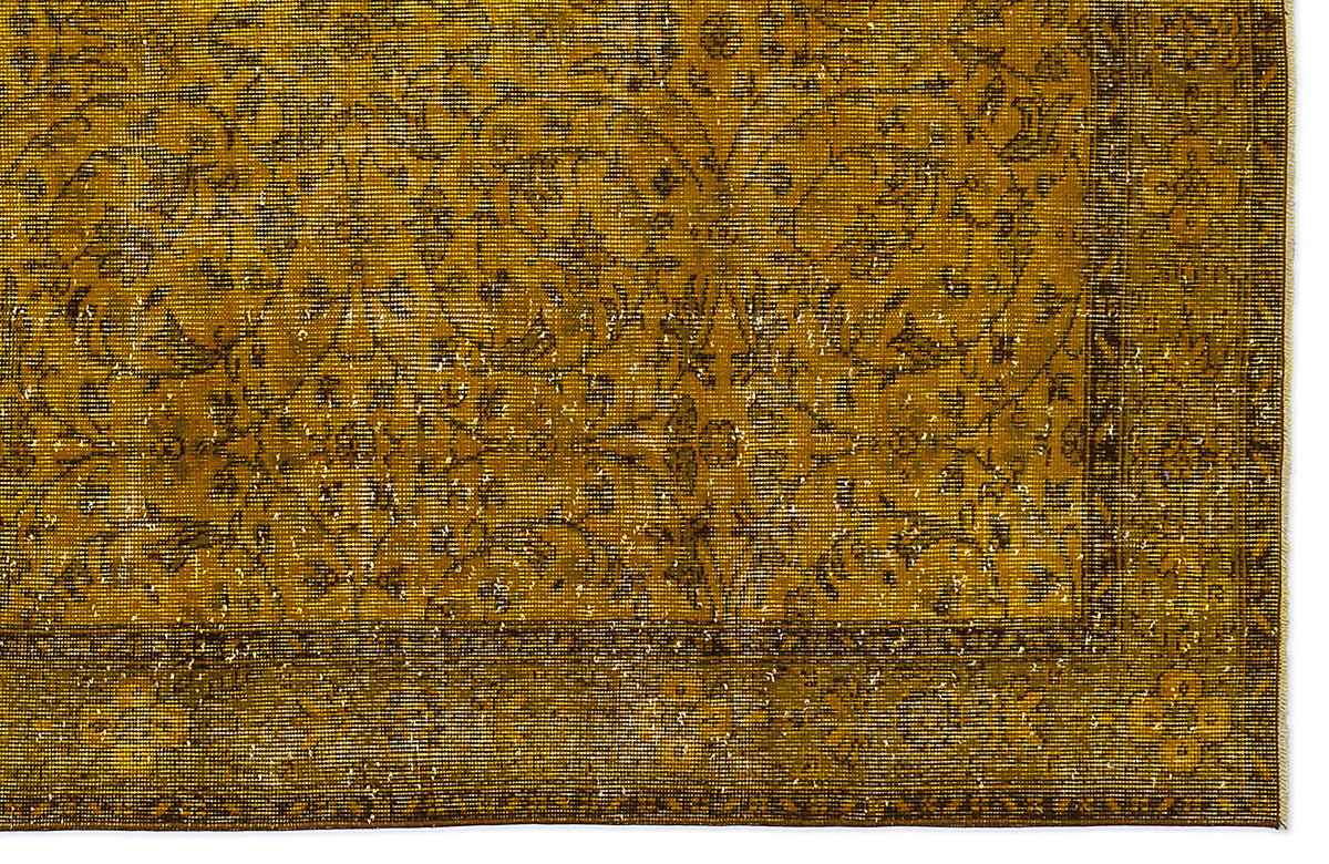 Yellow Over Dyed Vintage Rug 5&#39;6&#39;&#39; x 9&#39;6&#39;&#39; ft 167 x 290 cm