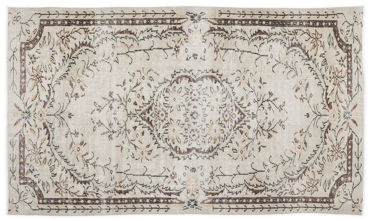 Beige Over Dyed Vintage Rug 5&#39;3&#39;&#39; x 9&#39;0&#39;&#39; ft 159 x 275 cm