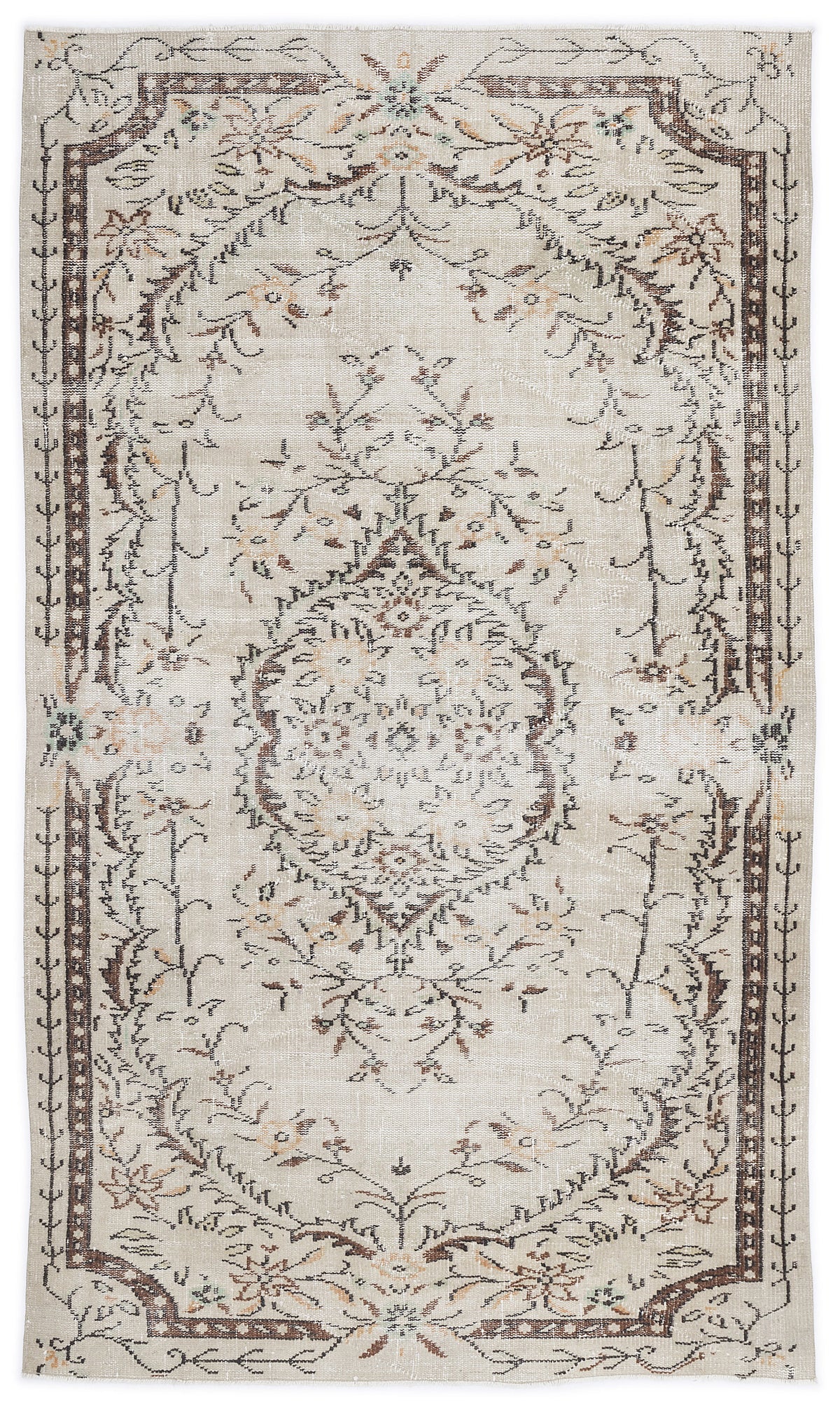 Beige Over Dyed Vintage Rug 5&#39;3&#39;&#39; x 9&#39;0&#39;&#39; ft 159 x 275 cm