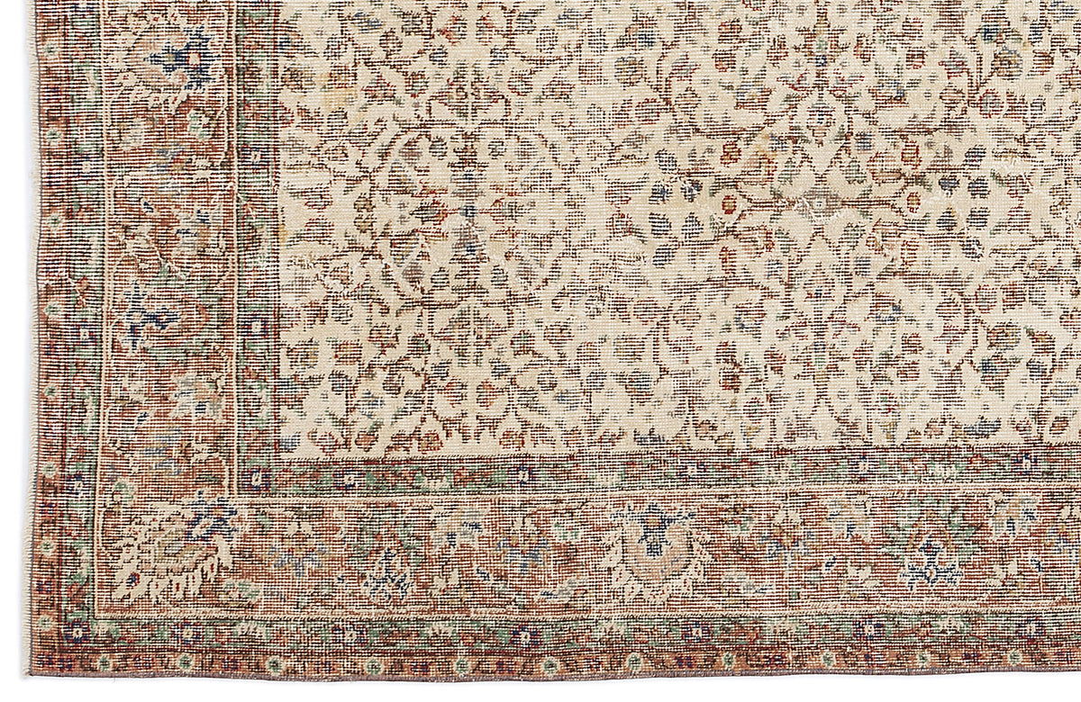 Beige Over Dyed Vintage Rug 6&#39;7&#39;&#39; x 10&#39;4&#39;&#39; ft 200 x 314 cm