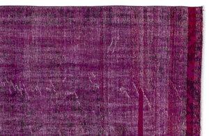 Fuchsia Over Dyed Vintage Rug 5'1'' x 9'4'' ft 155 x 284 cm