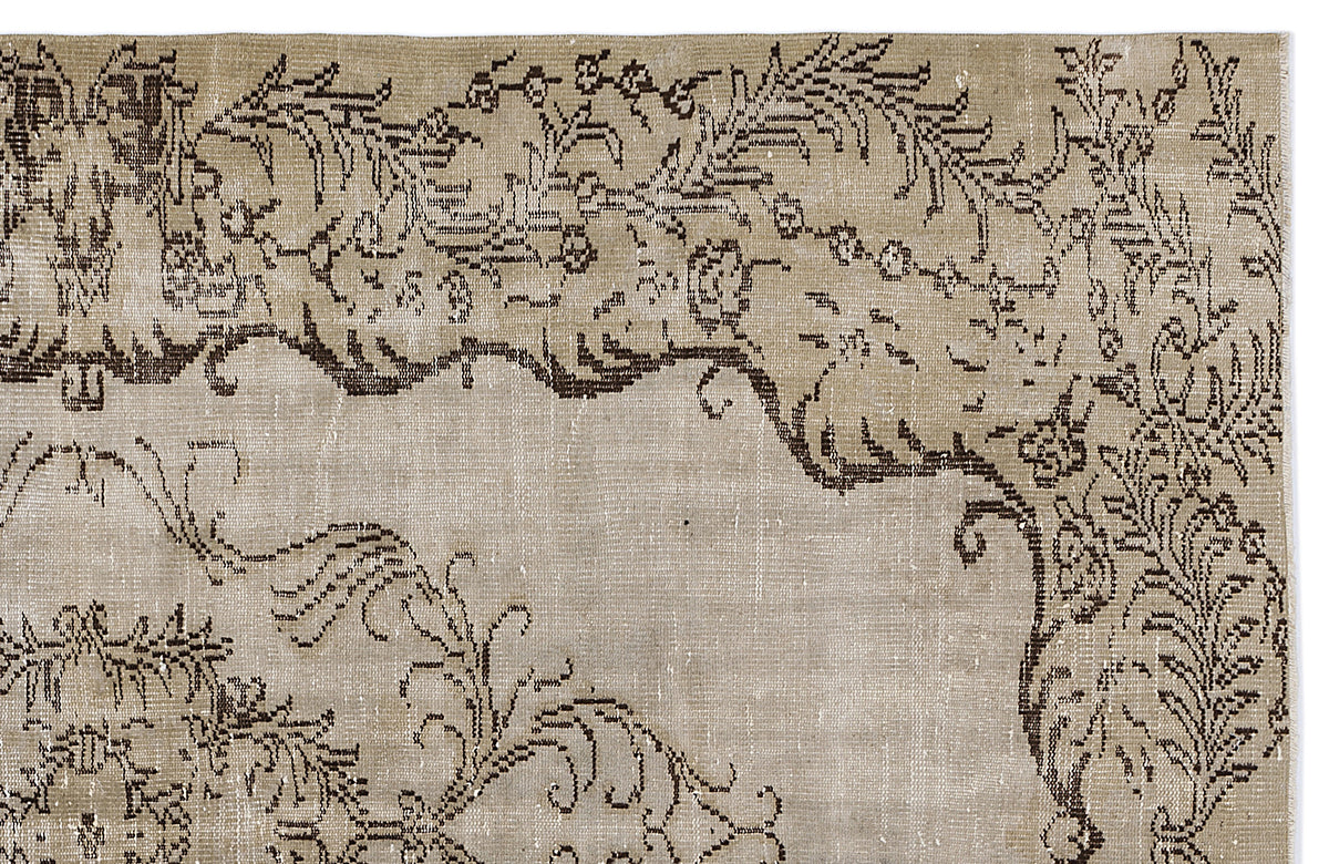 Beige Over Dyed Vintage Rug 5&#39;7&#39;&#39; x 8&#39;8&#39;&#39; ft 170 x 265 cm