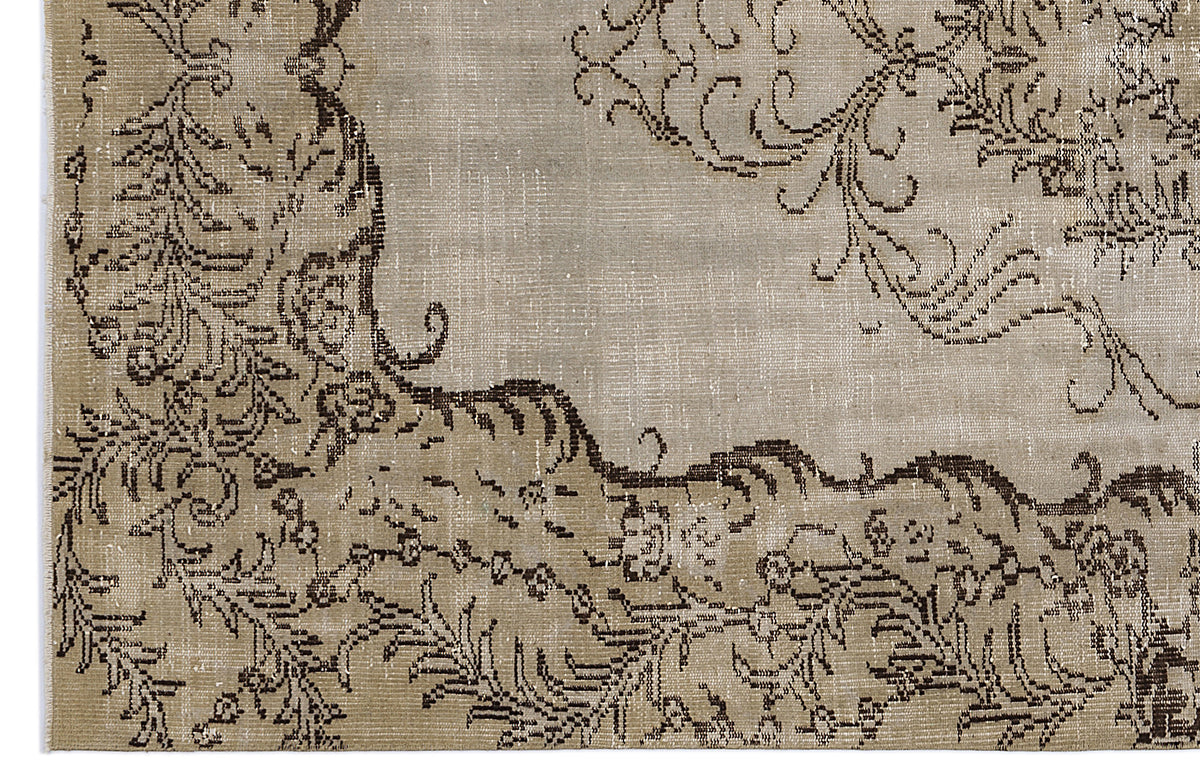 Beige Over Dyed Vintage Rug 5&#39;7&#39;&#39; x 8&#39;8&#39;&#39; ft 170 x 265 cm