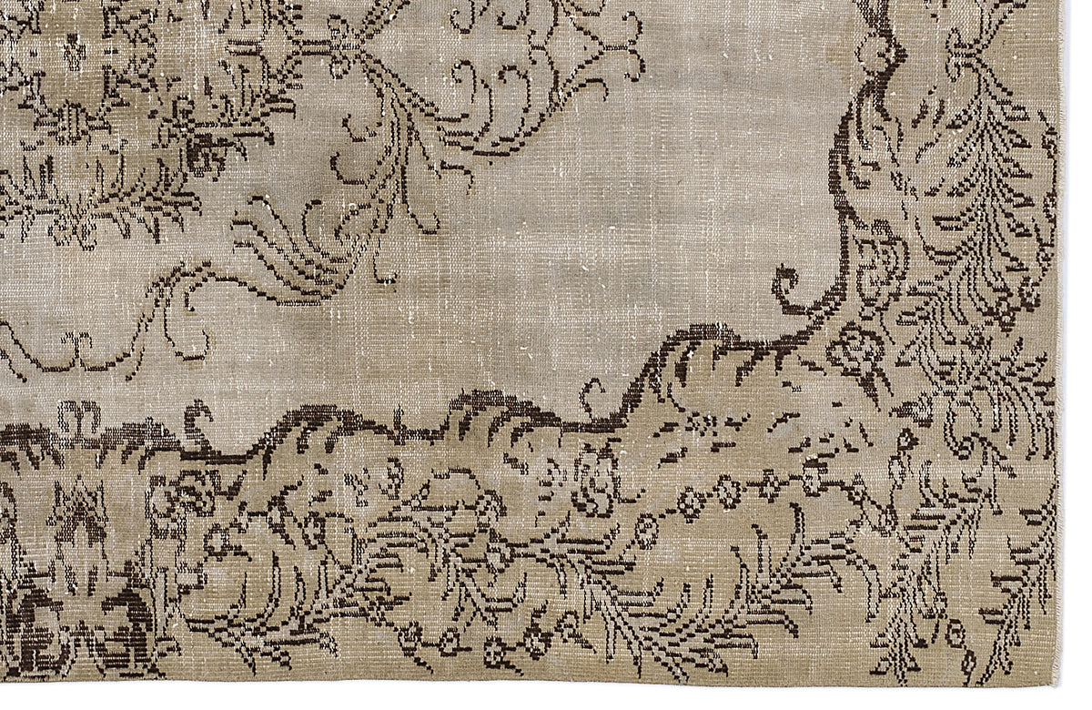 Beige Over Dyed Vintage Rug 5&#39;7&#39;&#39; x 8&#39;8&#39;&#39; ft 170 x 265 cm