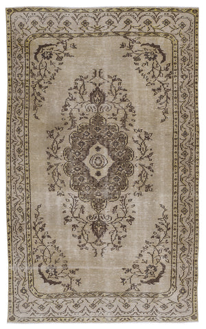 Brown Over Dyed Vintage Rug 5'5'' x 8'12'' ft 165 x 274 cm