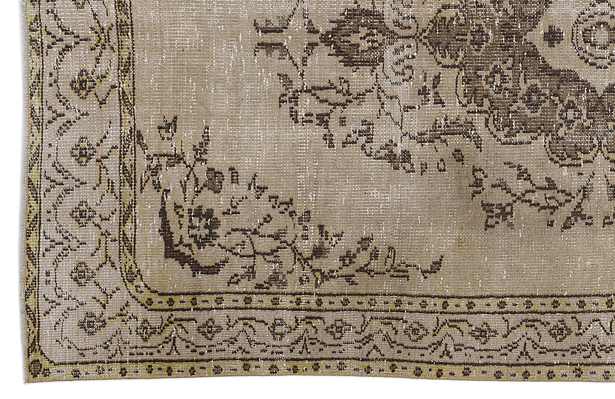 Brown Over Dyed Vintage Rug 5&#39;5&#39;&#39; x 8&#39;12&#39;&#39; ft 165 x 274 cm