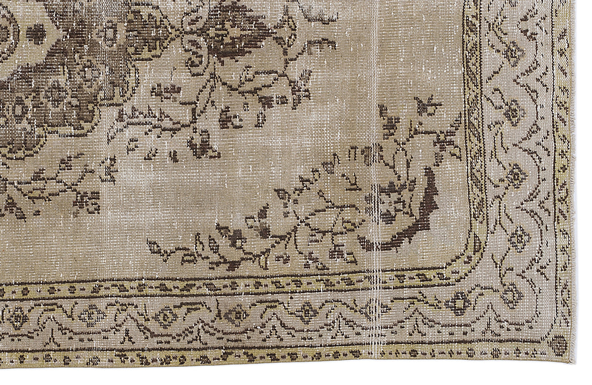 Brown Over Dyed Vintage Rug 5&#39;5&#39;&#39; x 8&#39;12&#39;&#39; ft 165 x 274 cm