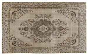 Brown Over Dyed Vintage Rug 5'5'' x 8'12'' ft 165 x 274 cm