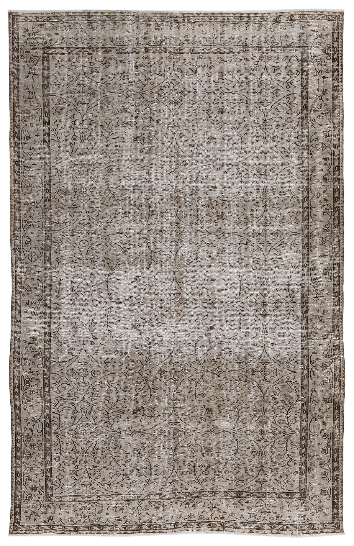 Beige Over Dyed Vintage Rug 5&#39;10&#39;&#39; x 9&#39;2&#39;&#39; ft 177 x 280 cm
