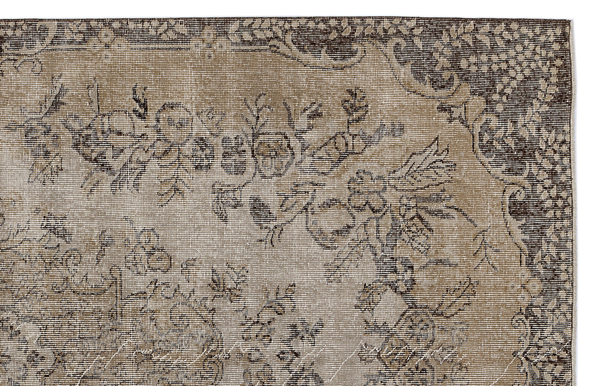 Brown Over Dyed Vintage Rug 5&#39;5&#39;&#39; x 9&#39;3&#39;&#39; ft 166 x 281 cm