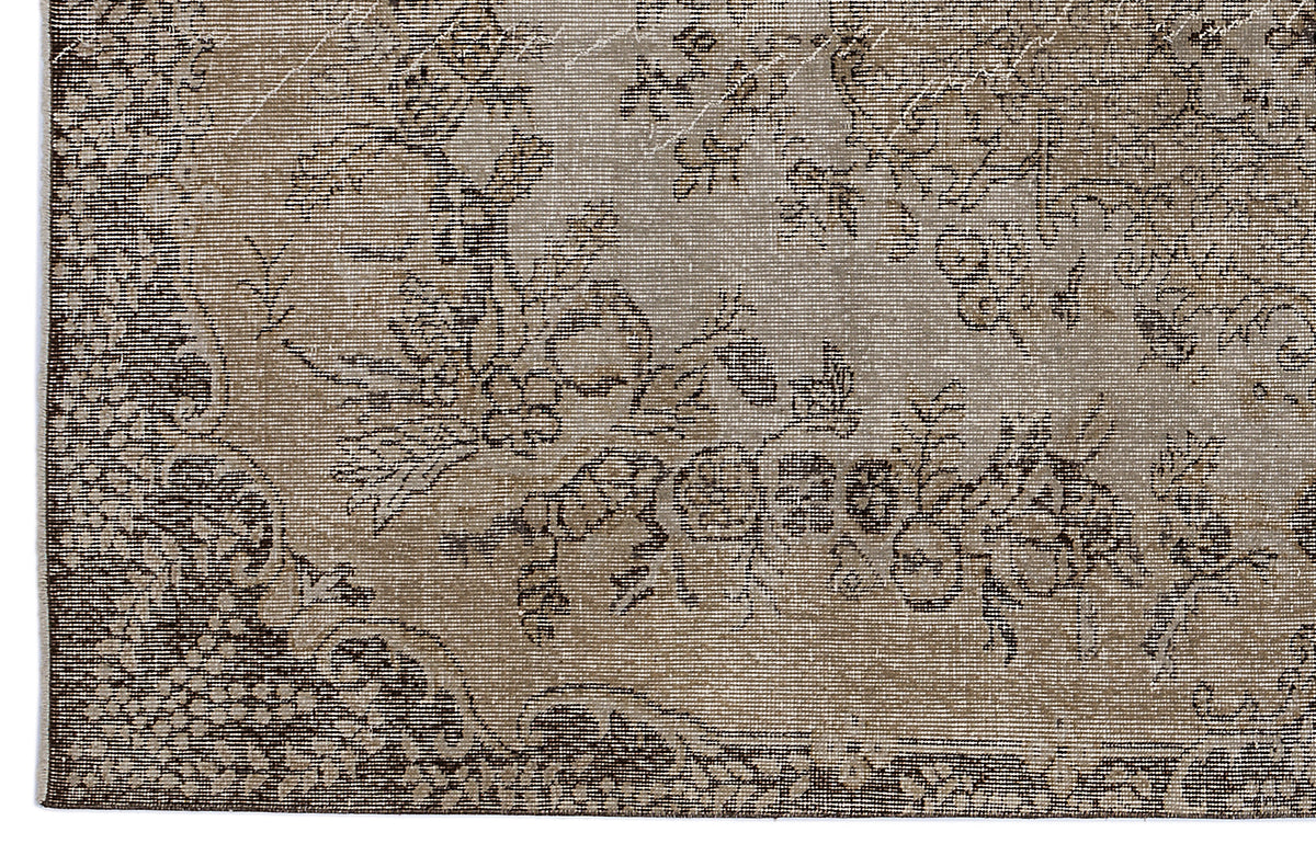 Brown Over Dyed Vintage Rug 5&#39;5&#39;&#39; x 9&#39;3&#39;&#39; ft 166 x 281 cm