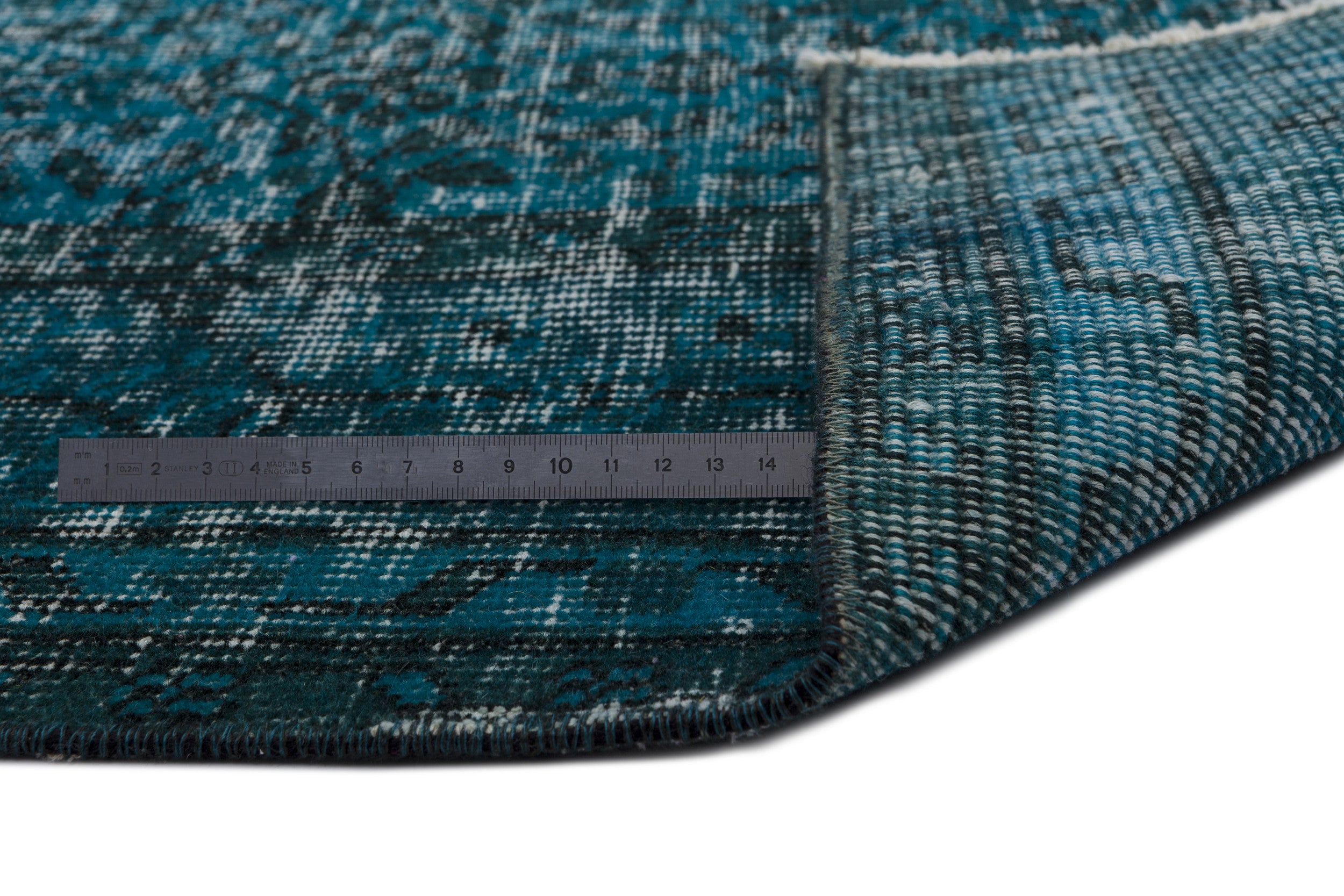 Turquoise  Over Dyed Vintage Rug 5'10'' x 9'1'' ft 177 x 276 cm