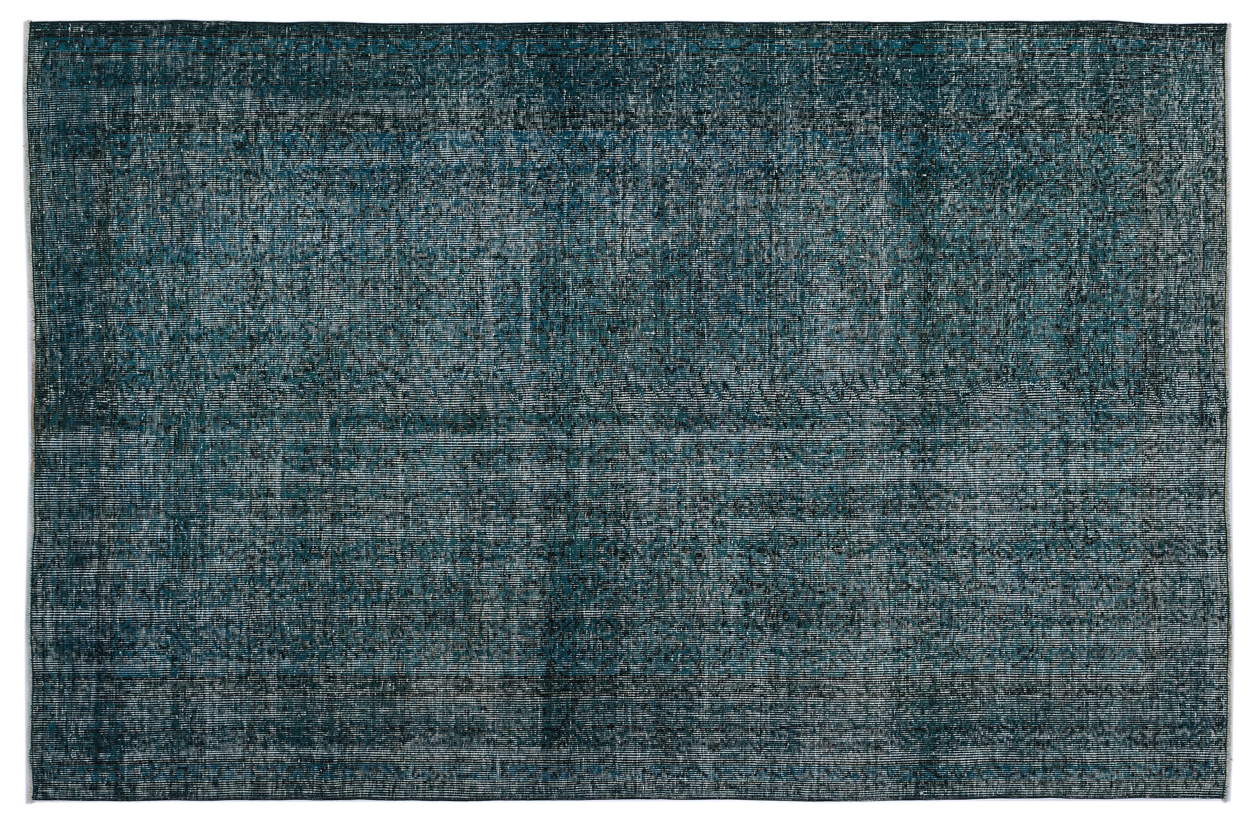 Turquoise  Over Dyed Vintage Rug 5'10'' x 9'1'' ft 177 x 276 cm